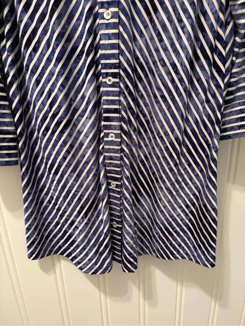 Joseph Ribkoff Blue White Diagonal Stripe Button Front Tunic Size 14 - Picture 10 of 11